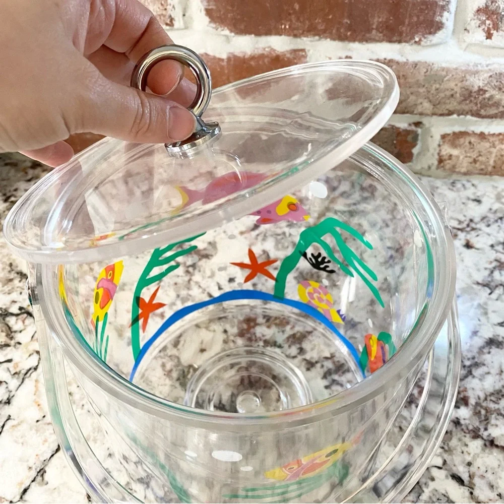 Vintage 1990s /80s Department 56 Acrylic Fish Ice Bucket